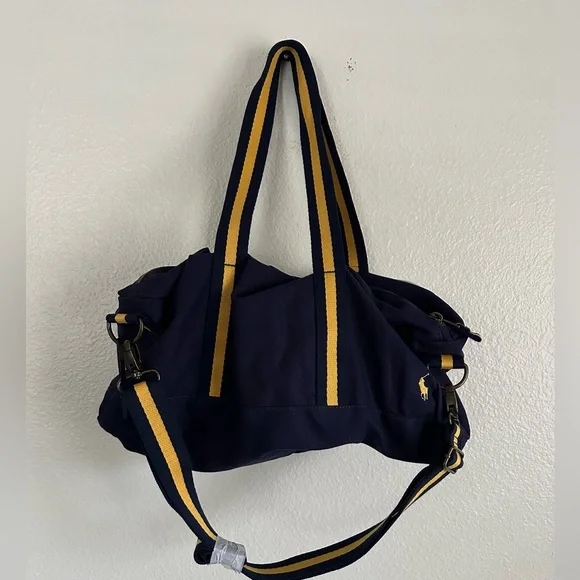 Polo Ralph Lauren Varsity Logo Patches Newport Canvas Duffle Bag PWing Bear CP93